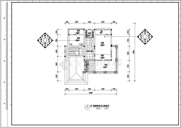 [泰州]整层别墅室内装修cad施工设计图纸-图二