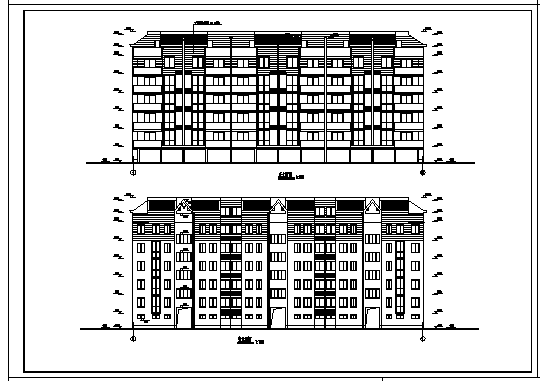 五层带车库砖混结构公寓建筑施工cad图(带阁楼设计，共七张)_图1