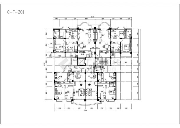 开封塔式住宅户型底商私人住宅楼设计CAD详细建筑施工图-图二