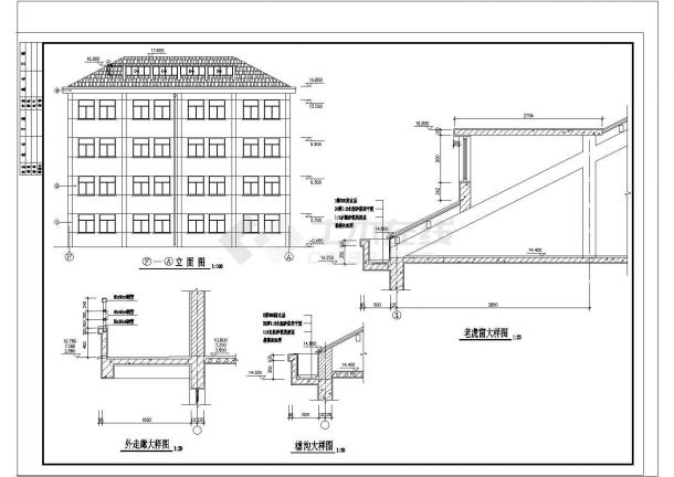 来安县某2570.93平方米四层砖混结构中学教学楼建筑结构方案图（含设计说明）-图二