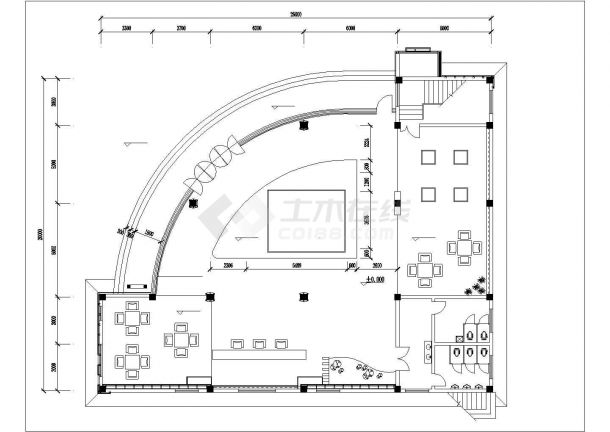南昌市桔园花园小区2层售楼部室内外装修设计CAD图纸-图一