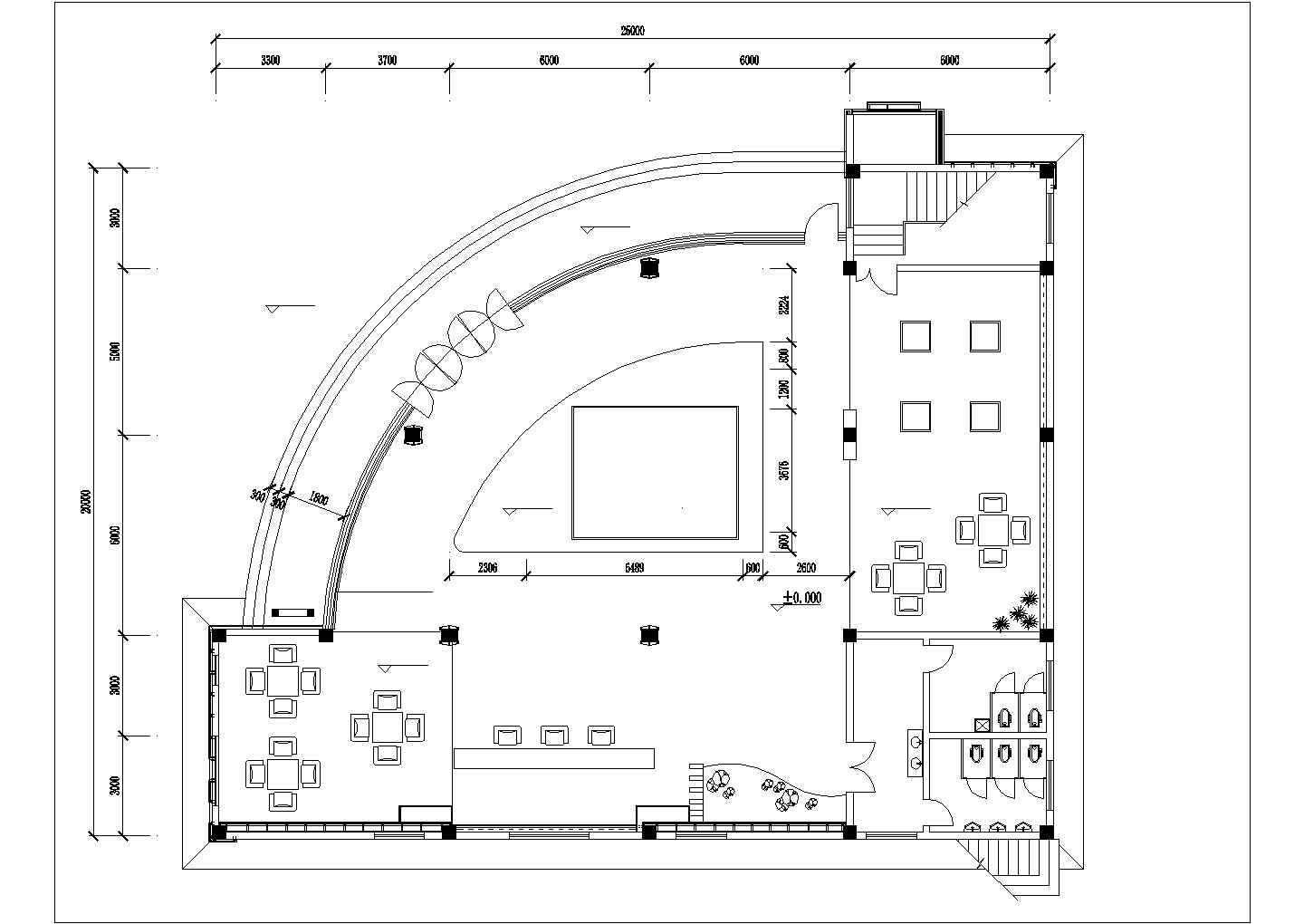 南昌市桔园花园小区2层售楼部室内外装修设计CAD图纸