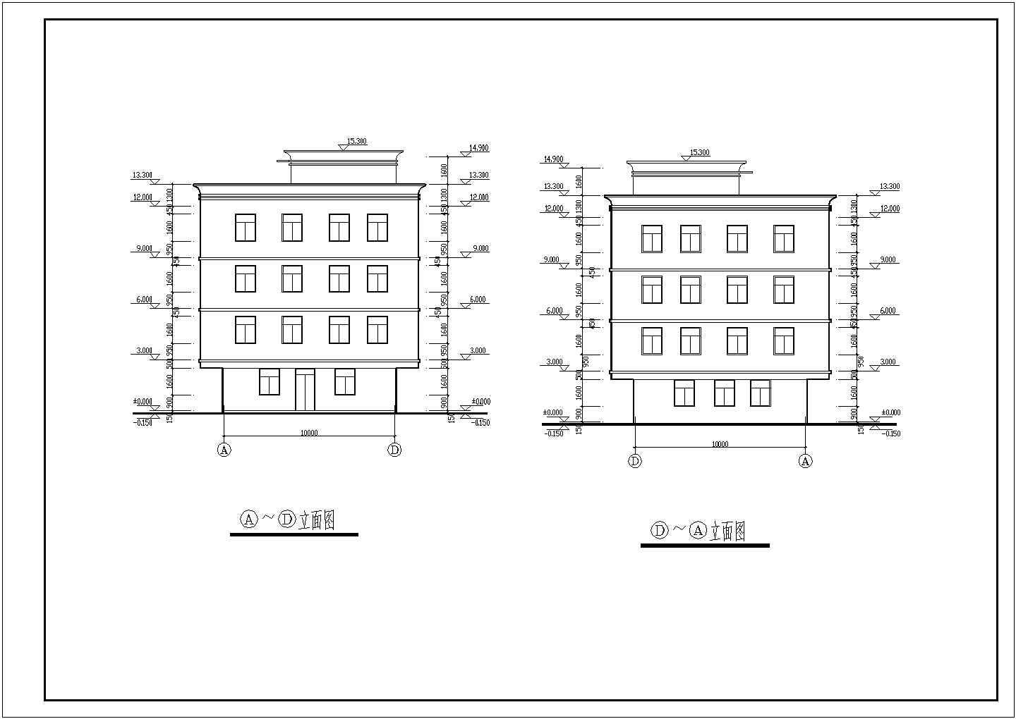 某四层出租房建筑平立面CAD设计全套图纸