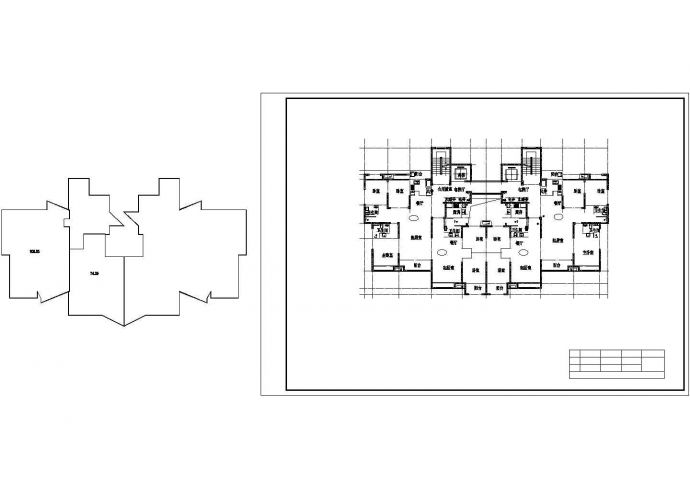 合肥利港花园小区住宅楼标准层平面设计CAD图纸（106+74/1梯2户对称型）_图1