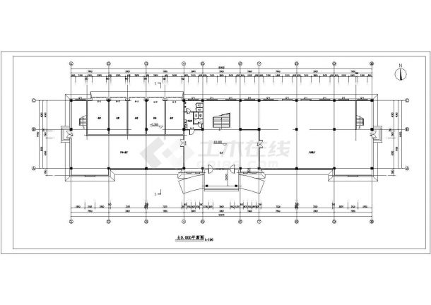 厂房设计_某多层框架结构厂房办公一体式综合楼设计cad全套建筑施工图（含总平面图及经济技术指标，含效果图）-图一