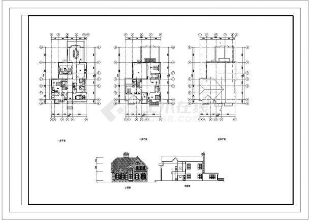 别墅建筑剖面方案设计全套施工图，含效果图-图二