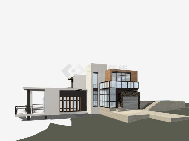 钢筋砼框架山地别墅建施结施设计全套施工cad图，含效果图-图二