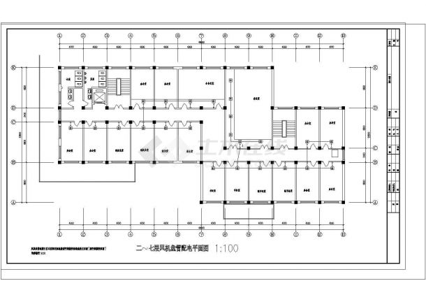 8层财经大学办公楼空调施工cad图-图一