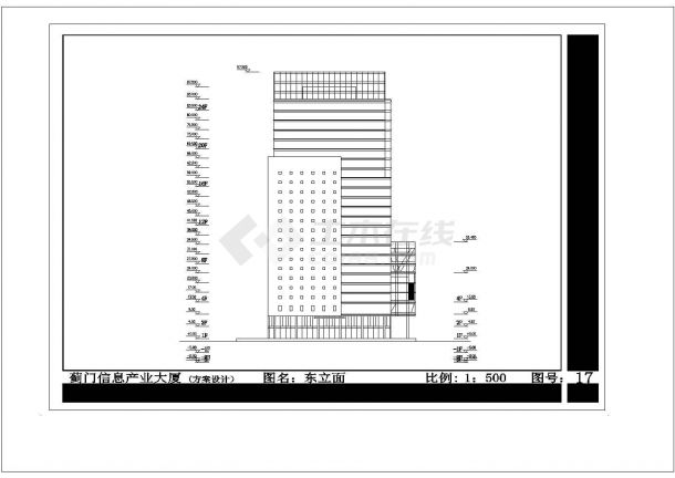 蓟门大厦办公楼建施cad图，共五张-图一