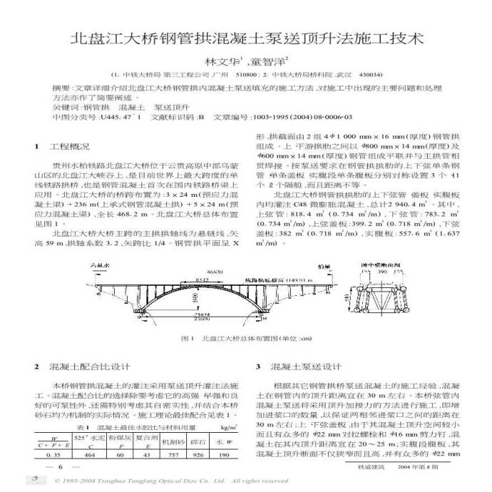 北盘江大桥钢管拱混凝土泵送顶升法施工技术_图1