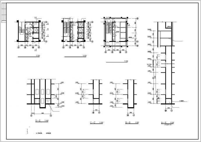 高层住宅建筑平面设计建施cad图，共七张_图1