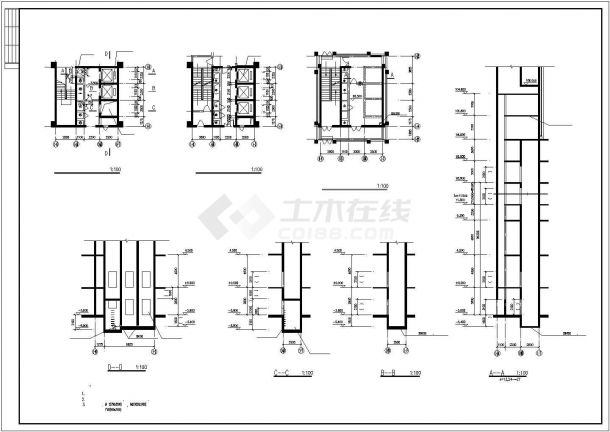 高层住宅建筑平面设计建施cad图，共七张-图二