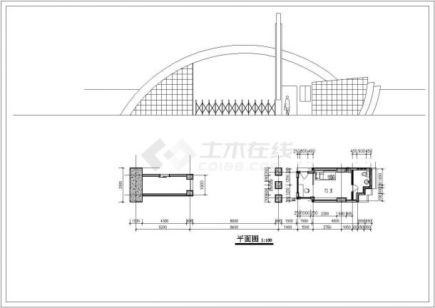 某大门设计CAD构造建筑施工图-图二