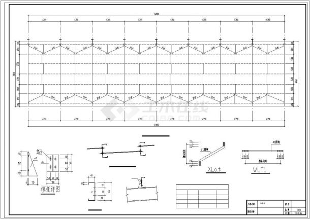 苏州市某家畜养殖场9m跨度钢雨棚全套结构设计CAD图纸-图二