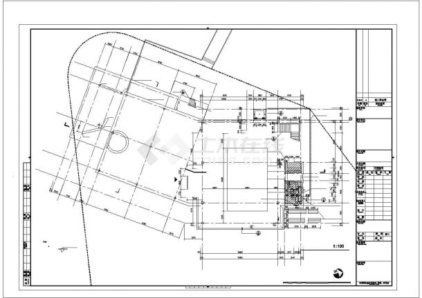扬州市某新建小区1600平米3层钢框架结构售楼处建筑+结构设计CAD图纸-图一