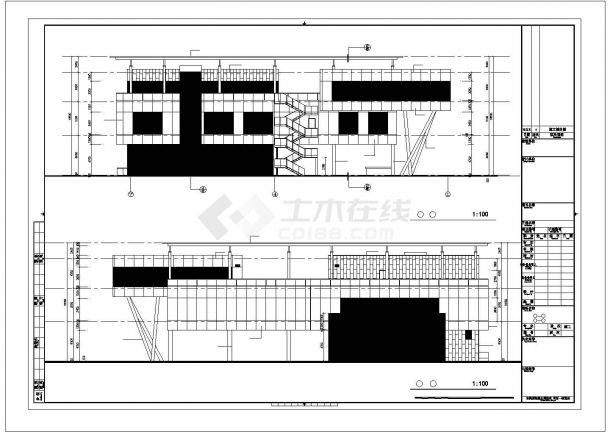扬州市某新建小区1600平米3层钢框架结构售楼处建筑+结构设计CAD图纸-图二