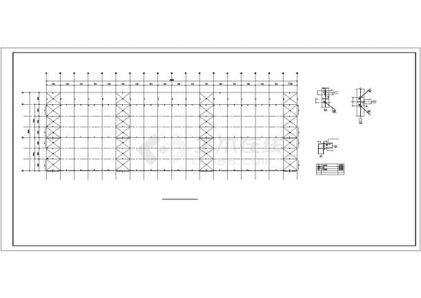 上海市长宁区某物流园34米跨钢结构物流仓库全套结构设计CAD图纸-图一