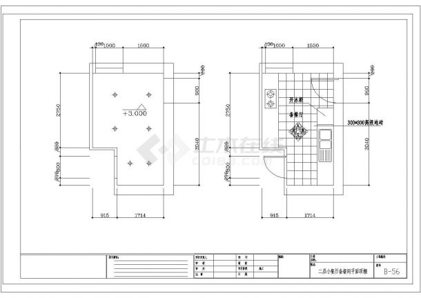 某二层小餐厅备餐间CAD构造设计建筑图纸-图一