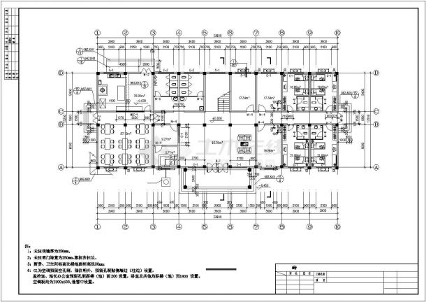 北京某互联网公司940平米2层砖混结构办公楼建筑设计CAD图纸-图二