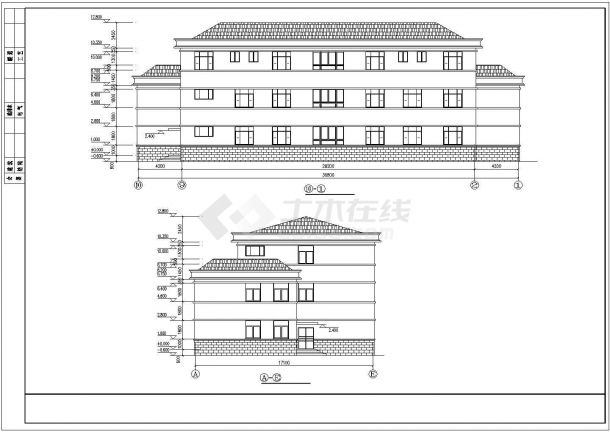 长沙市某科技公司4500平米3层混合结构办公楼建筑设计CAD图纸-图一