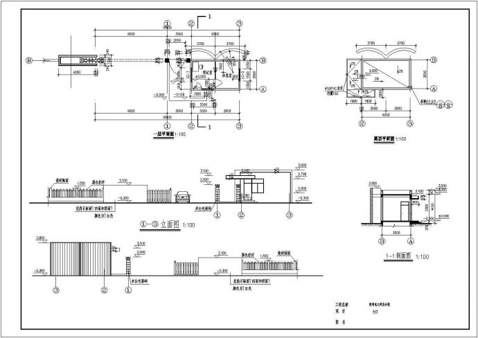 某大门建筑CAD全套完整设计施工图_图1
