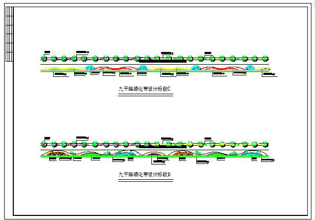 某道路绿化带cad施工设计图纸