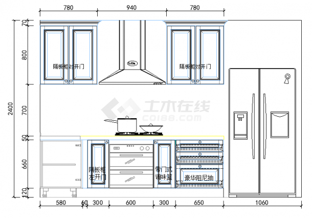 某一层厨房CAD全套构造设计方案图纸-图一