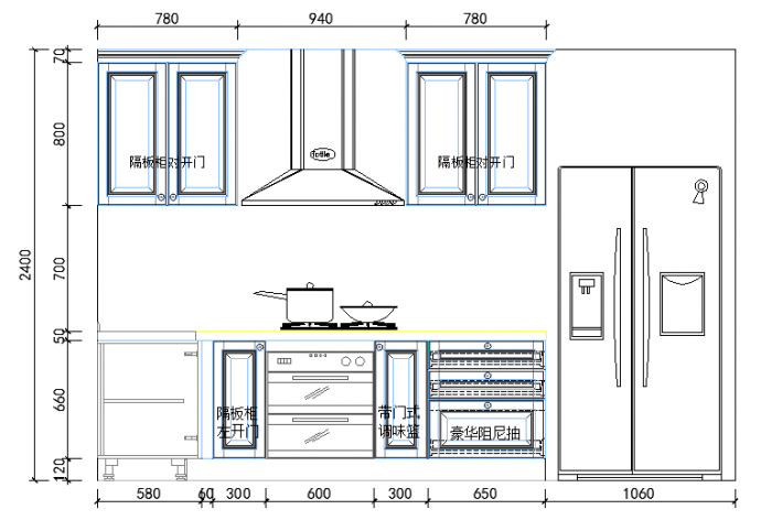 某一层厨房CAD全套构造设计方案图纸_图1