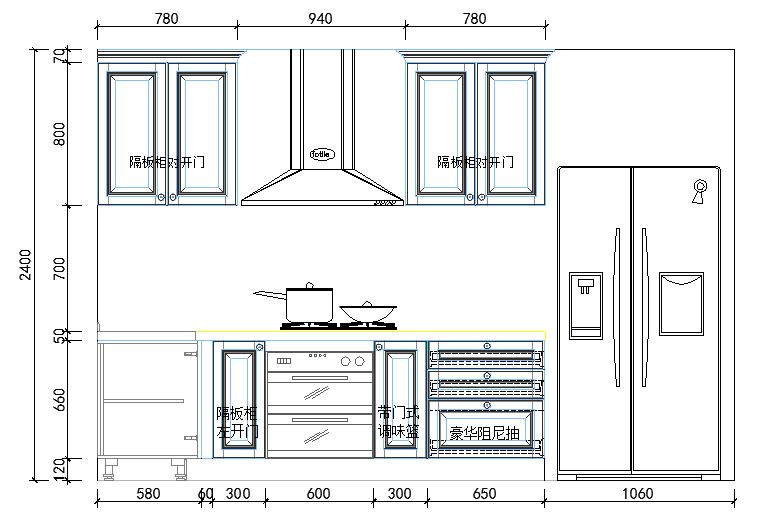 某一层厨房CAD全套构造设计方案图纸