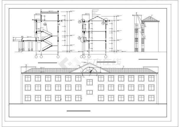 湛江市某市政单位1600平米3层框混结构办公楼建筑设计CAD图纸-图一