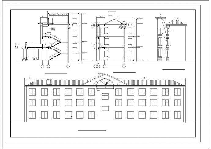 湛江市某市政单位1600平米3层框混结构办公楼建筑设计CAD图纸_图1