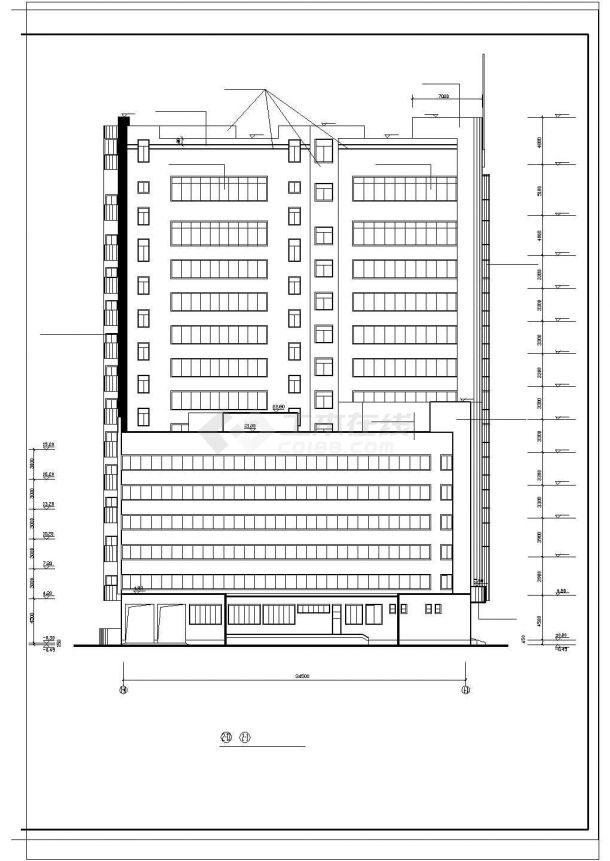 十三层民航宾馆大楼全套建筑设计cad图纸-图二