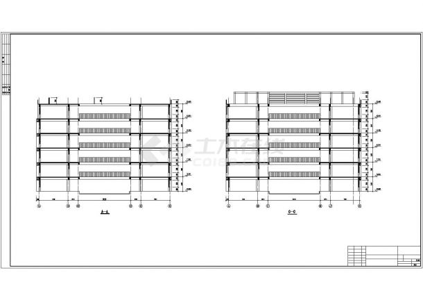 某中学六层框架结构教学楼设计cad全套建筑施工图（标注详细，14张图）-图二