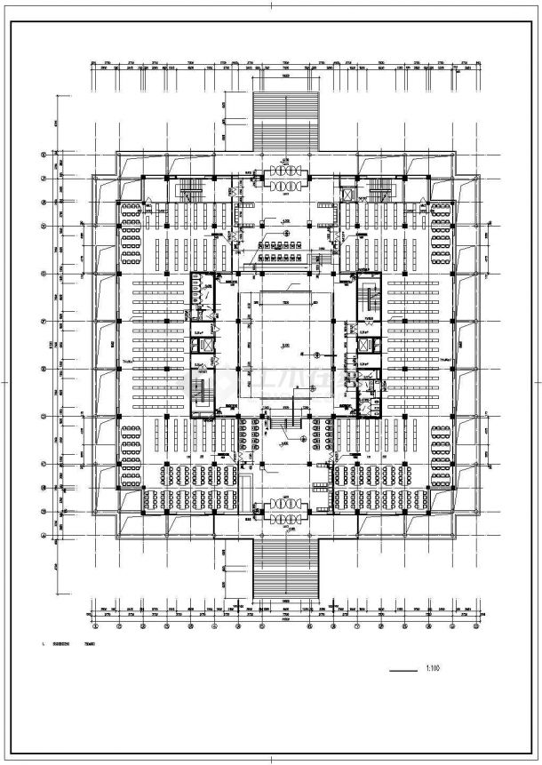 某师范学院七层框架结构教学楼设计cad全套建筑施工图纸（标注详细，14张图）-图一
