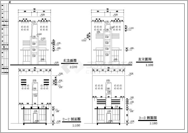 某门楼CAD建筑构造详细设计施工图-图一