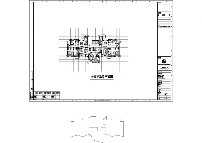某小镇小区18层一梯三户住宅设计施工CAD图纸_图1