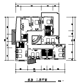 别墅设计_某二层现代风格别墅建筑施工cad图纸-图二
