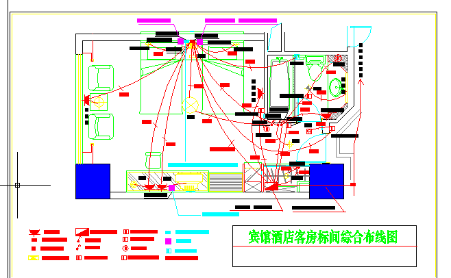 宾馆客房电器综合布线设计CAD图