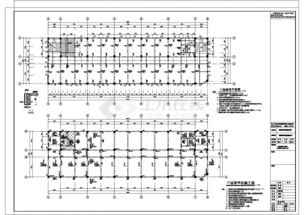 [江苏]地上四层框架结构服务中心结构施工设计cad图-图二