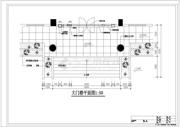 某邮电大楼门楼CAD建筑构造设计施工图-图二