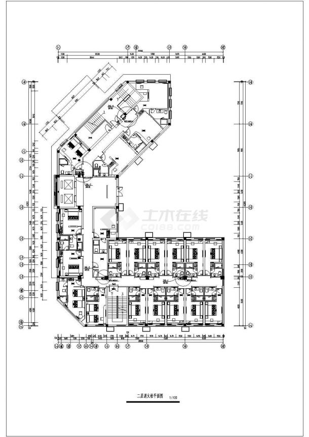 宁波某宾馆电气消防设计cad全套施工图纸（含设计说明，含排烟设计，含给水设计，含泵房设计）-图二
