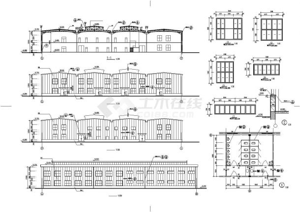 长沙市某现代化工业区6900平米2层钢结构厂房建筑设计CAD图纸-图二