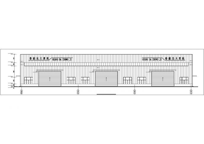 上海某大型工厂3800平米单层框架结构总装车间建筑设计CAD图纸_图1