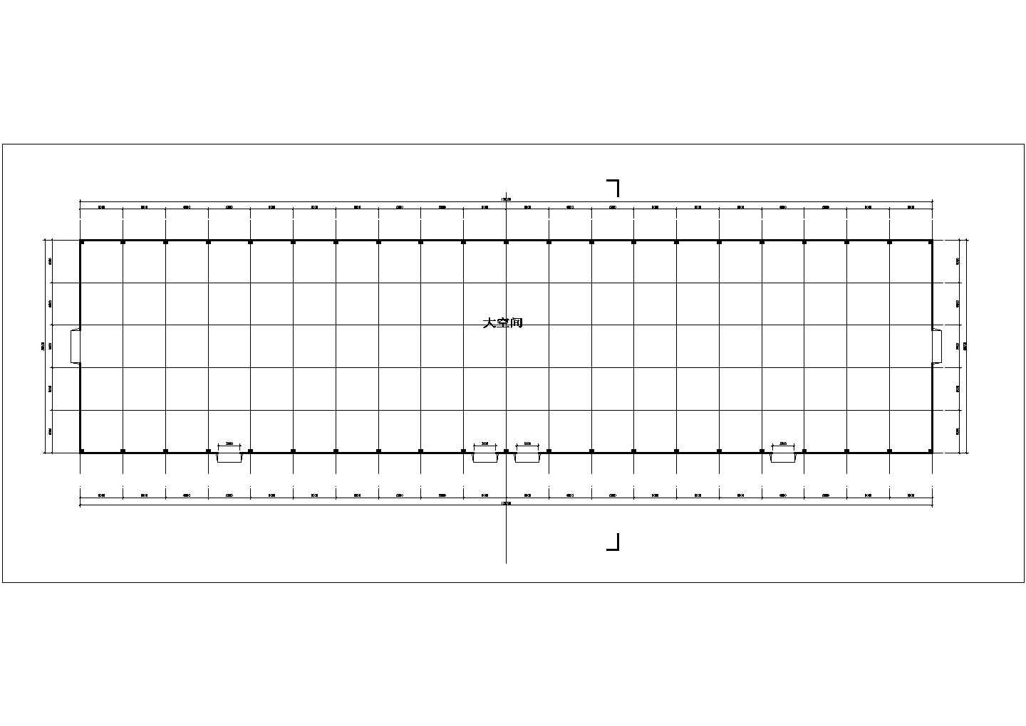 沈阳某工厂3600平米单层框架结构生产厂房平立面设计CAD图纸