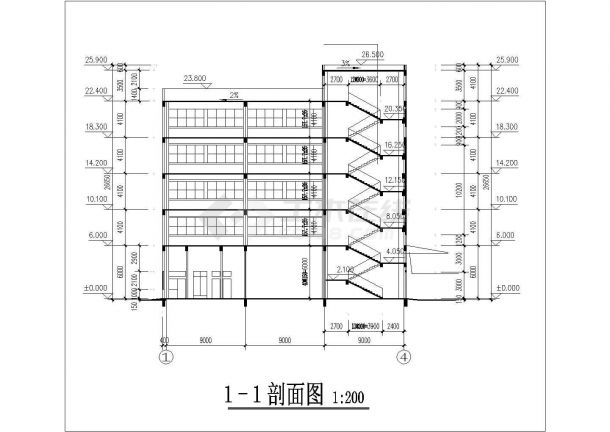 杭州市某服装厂5层L型框架结构加工车间建筑设计CAD图纸-图一