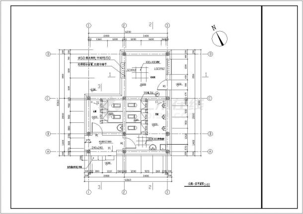 某长8.36米 宽6.86米 1层园林公厕CAD节点施工构造全套图-图二