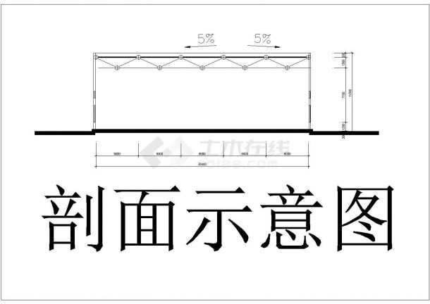 武汉市某工业区4500平米单层钢框架结构加工厂房平立面设计CAD图纸-图一