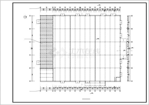 巢湖市某皮革厂2900平米单层钢混框架结构加工车间建筑设计CAD图纸-图二