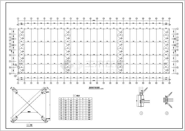 某单层钢结构厂房建筑设计施工CAD图纸-图二