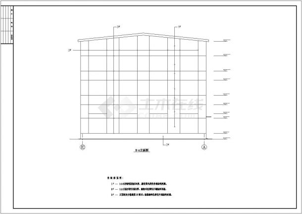 南昌市某工业区1200平米单层钢框架结构商场车间建筑设计CAD图纸-图一